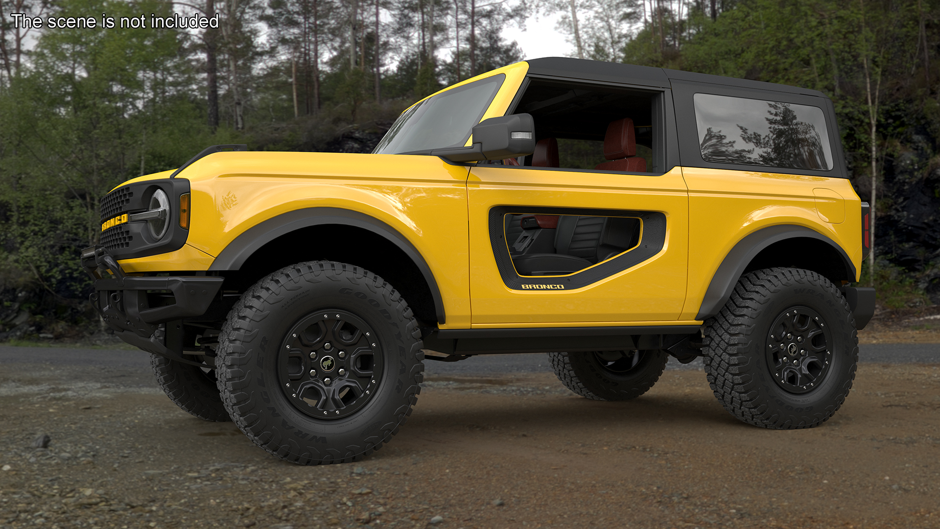 Ford Bronco Two Door Yellow 4X4 Simplified 3D