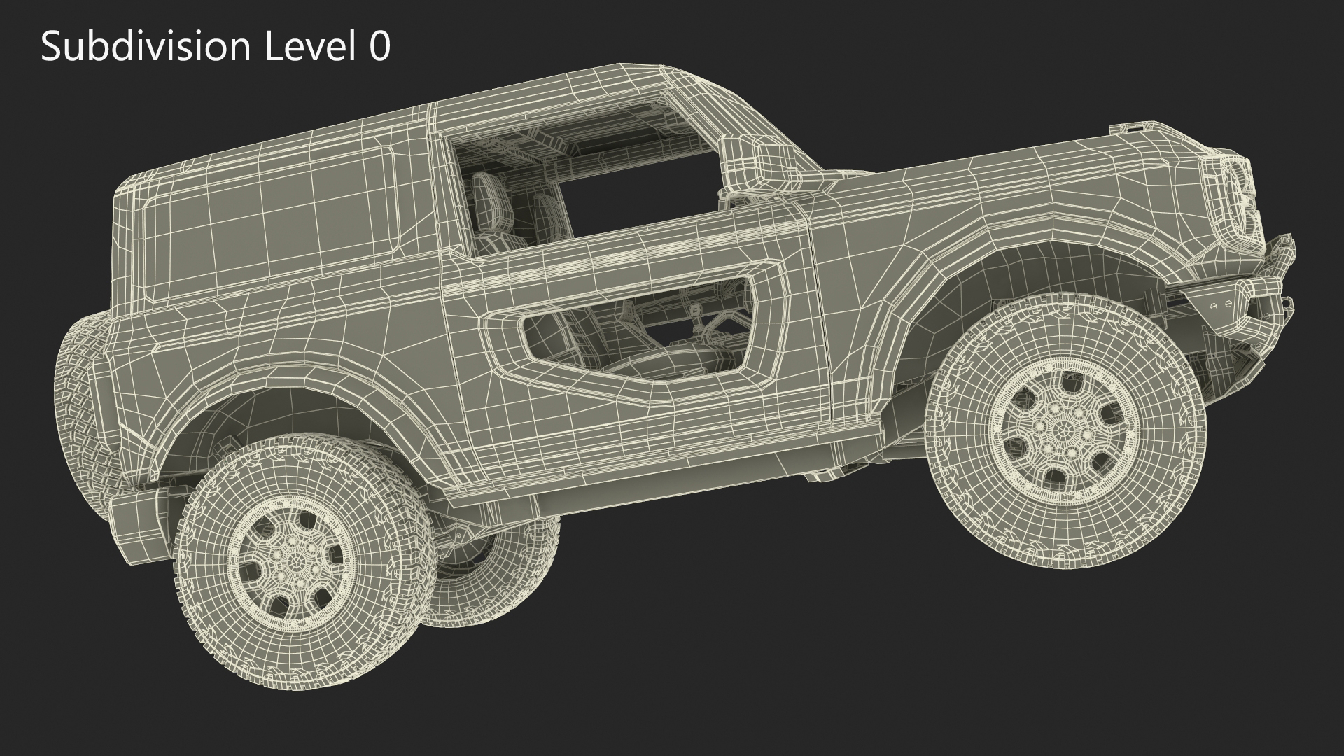 Ford Bronco Two Door Yellow 4X4 Simplified 3D