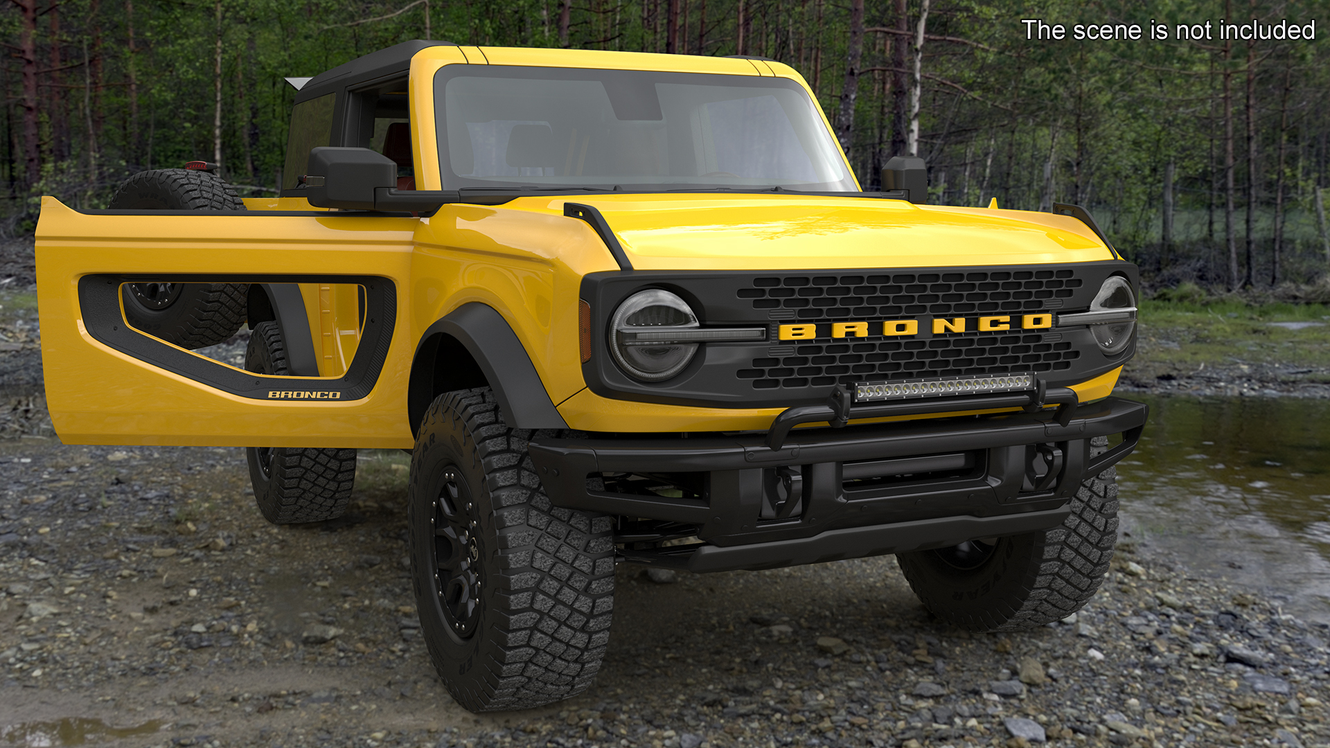 Ford Bronco Two Door Yellow 4X4 Simplified 3D
