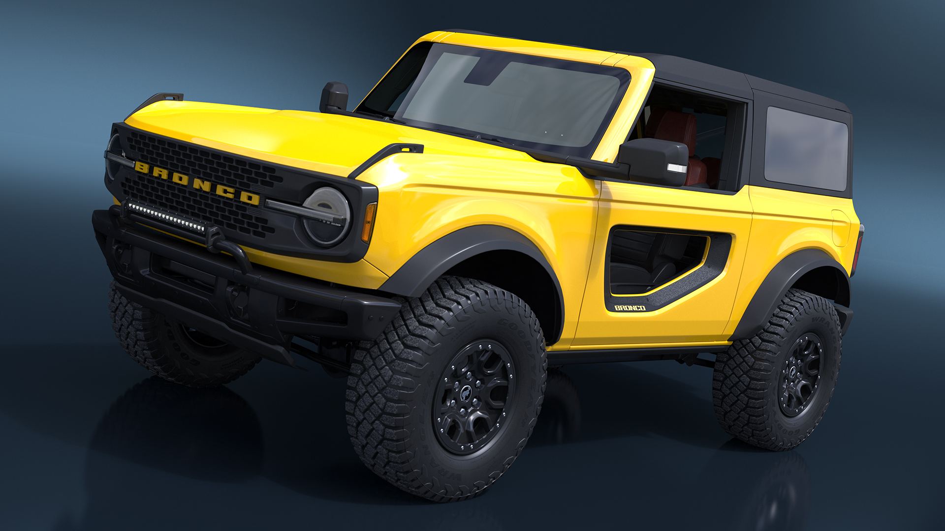 Ford Bronco Two Door Yellow 4X4 Simplified 3D