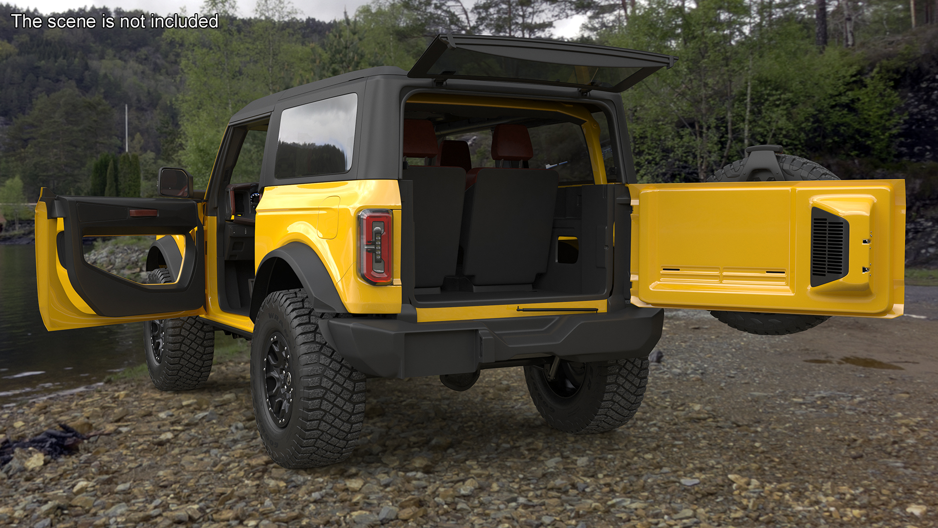 Ford Bronco Two Door Yellow 4X4 Simplified 3D