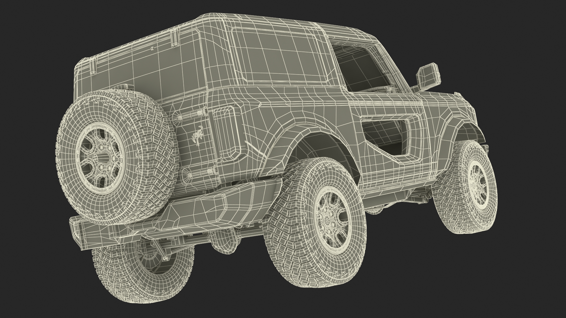 Ford Bronco Two Door Yellow 4X4 Simplified 3D