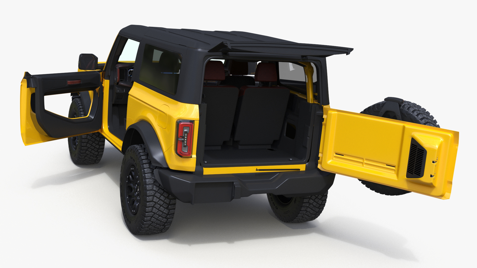 Ford Bronco Two Door Yellow 4X4 Simplified 3D