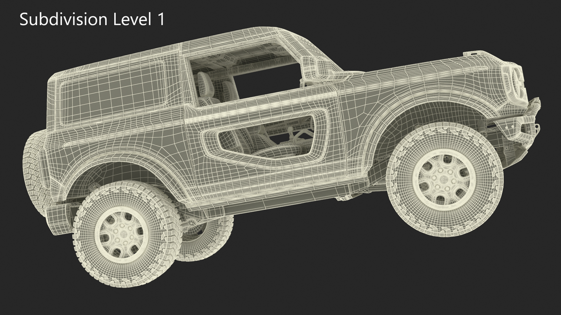 Ford Bronco Two Door Yellow 4X4 Simplified 3D