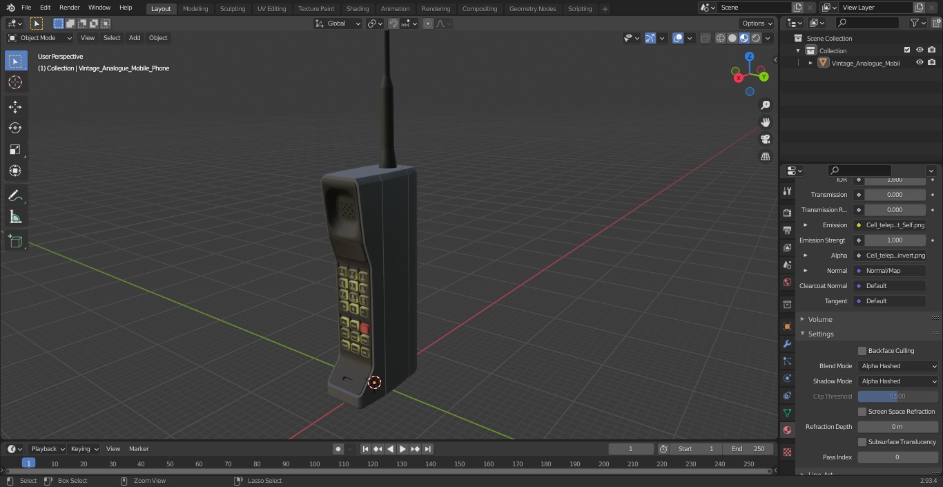 Vintage Analogue Mobile Phone 3D model