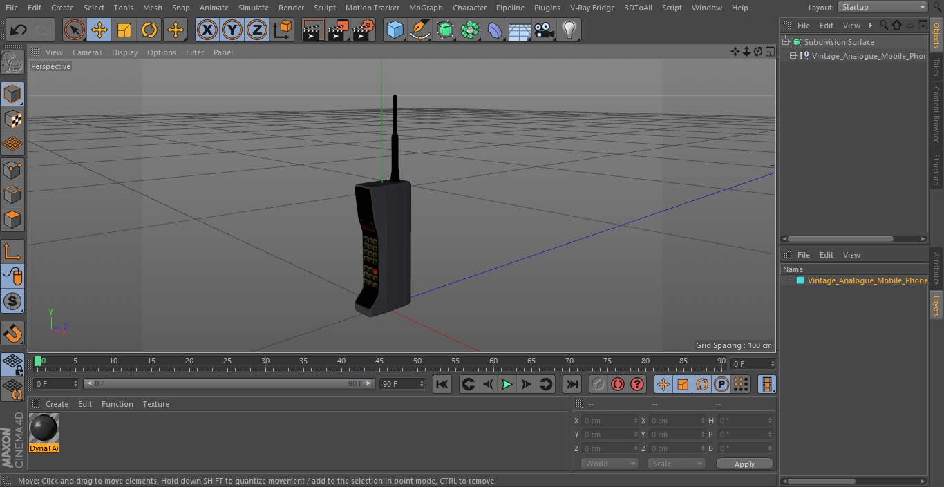 Vintage Analogue Mobile Phone 3D model