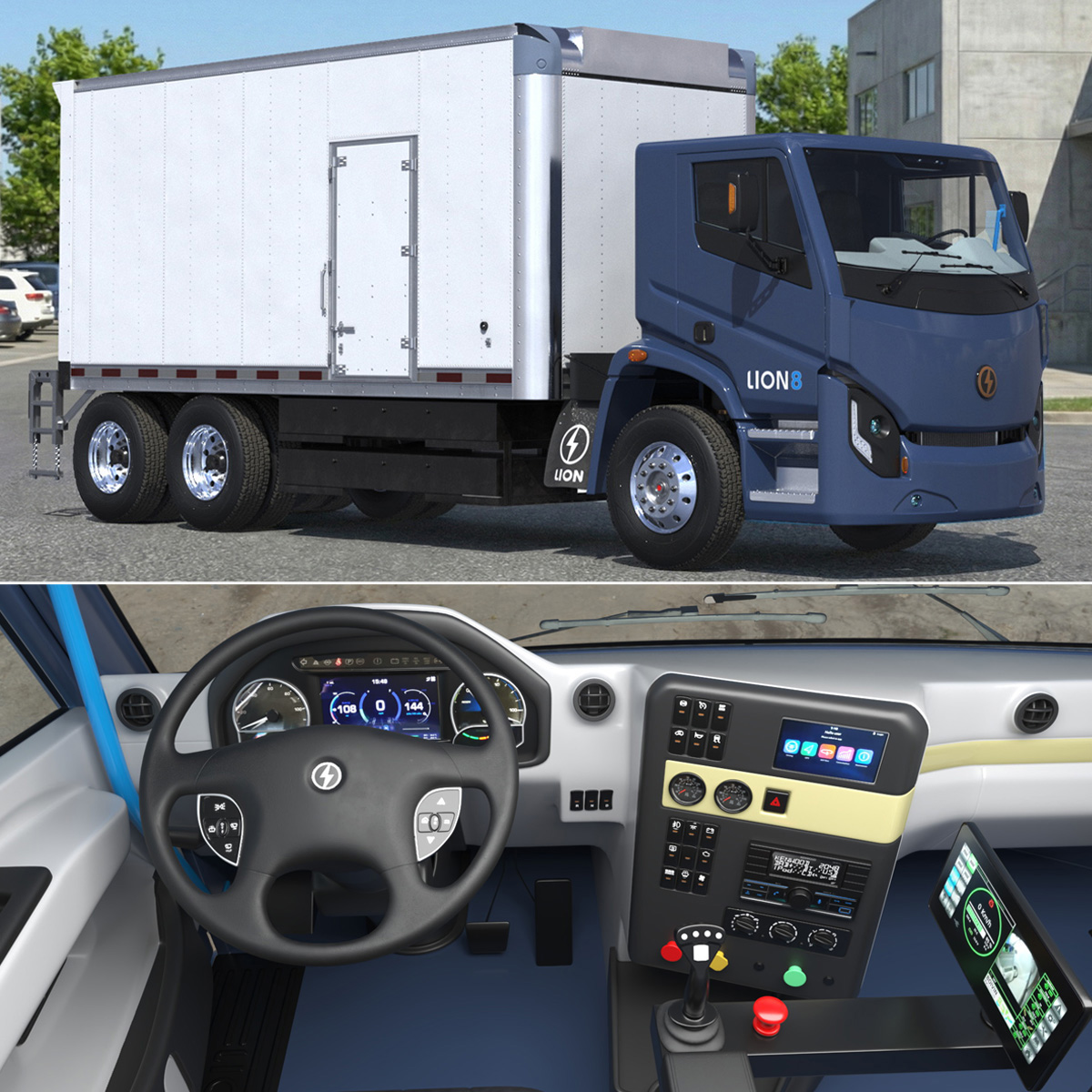 Lion8 Rear Loader Electric Truck - White + Blue