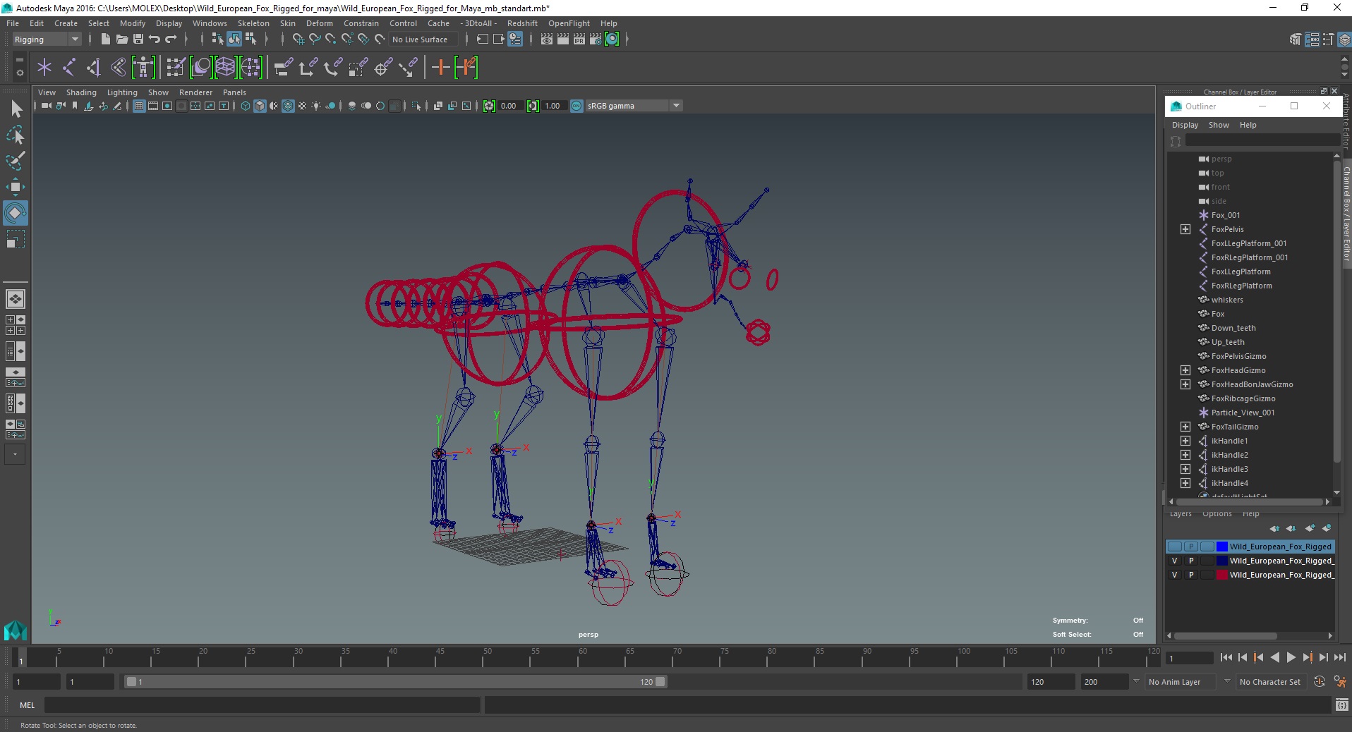 3D Wild European Fox Rigged for Maya model