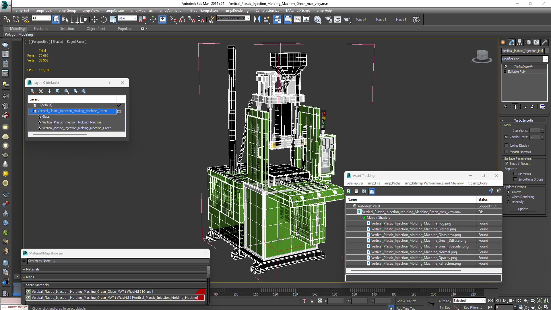 3D Vertical Plastic Injection Molding Machine Green model