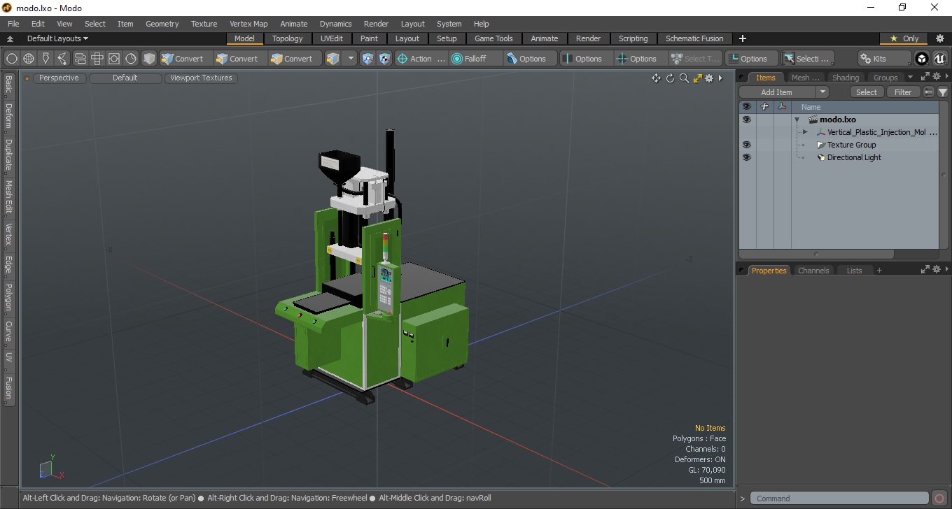 3D Vertical Plastic Injection Molding Machine Green model