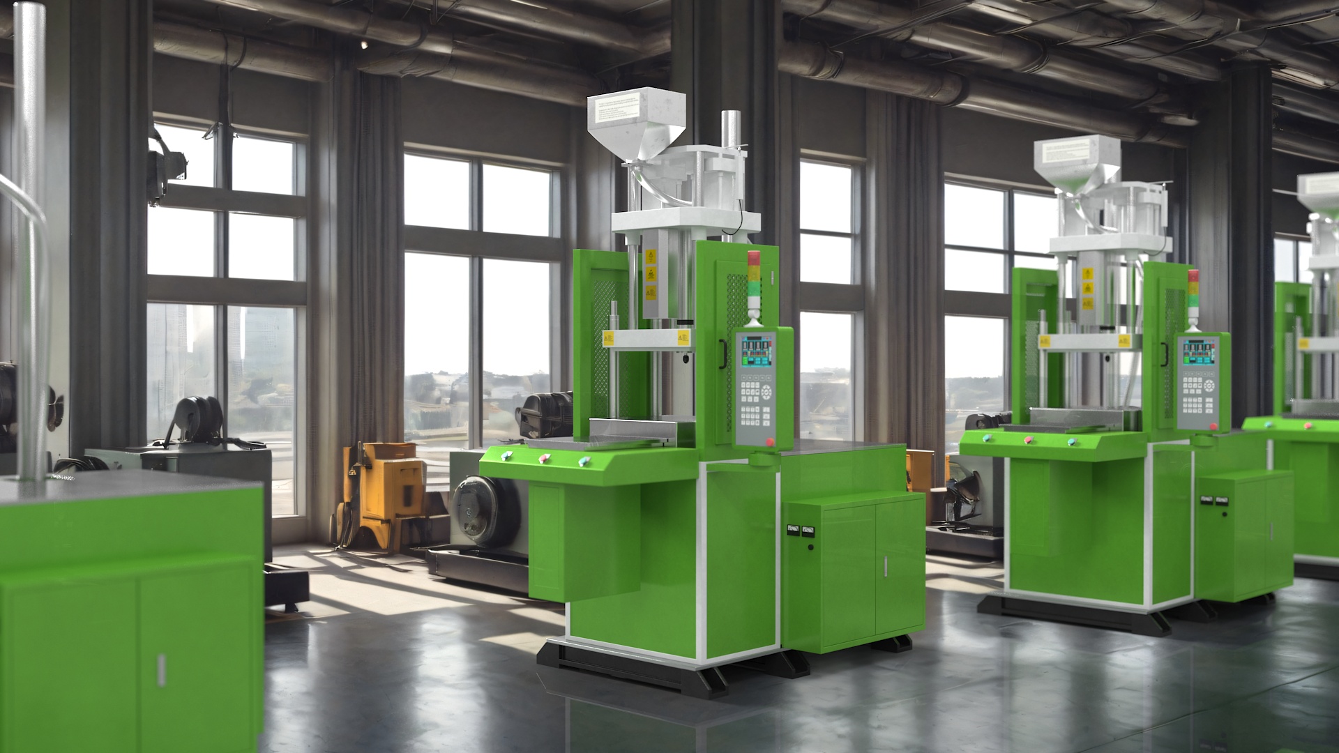 3D Vertical Plastic Injection Molding Machine Green model