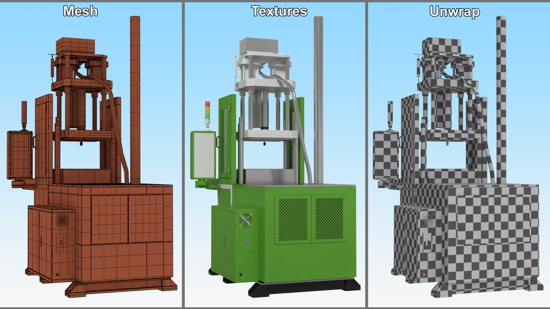 3D Vertical Plastic Injection Molding Machine Green model