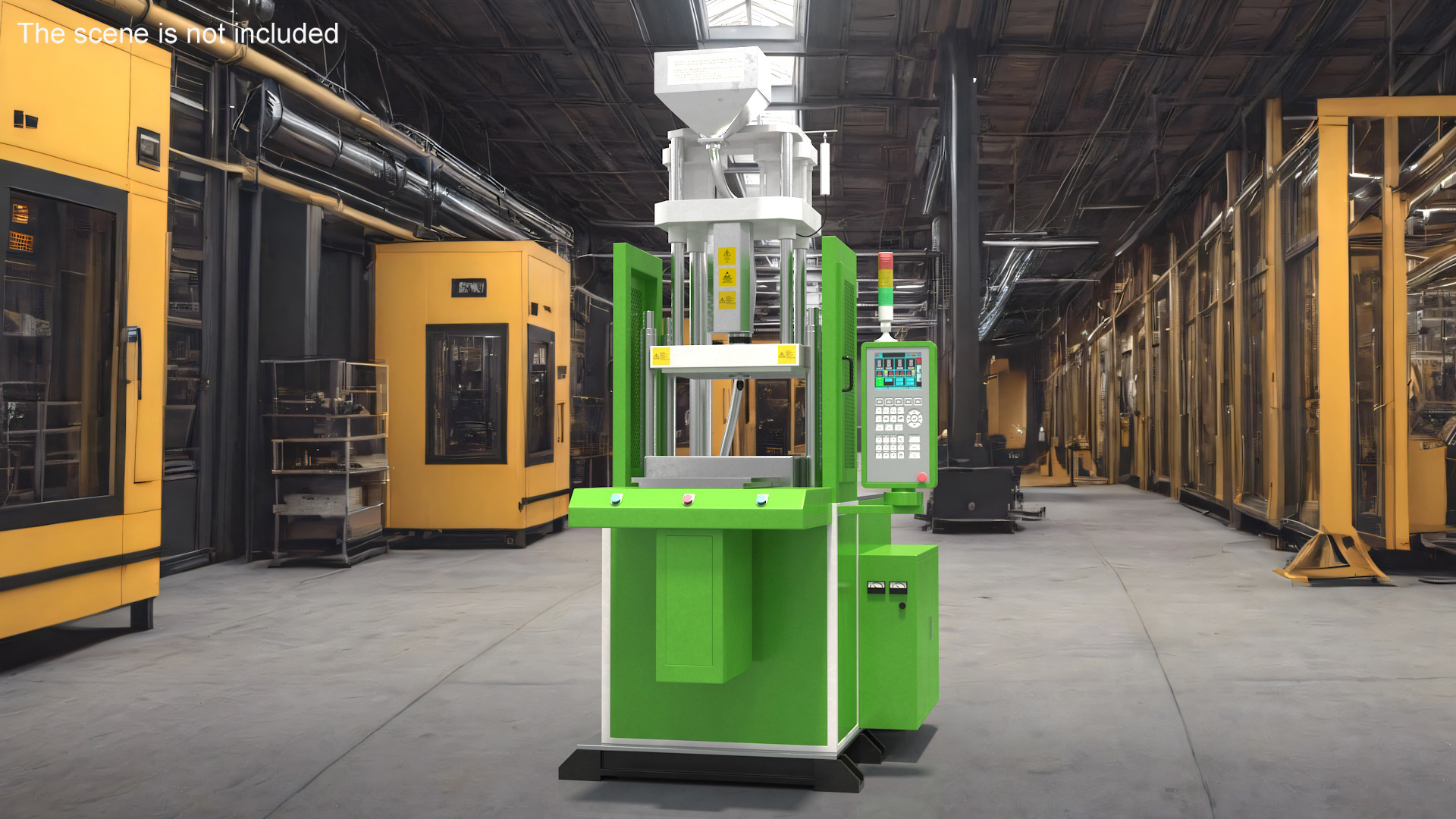 3D Vertical Plastic Injection Molding Machine Green model