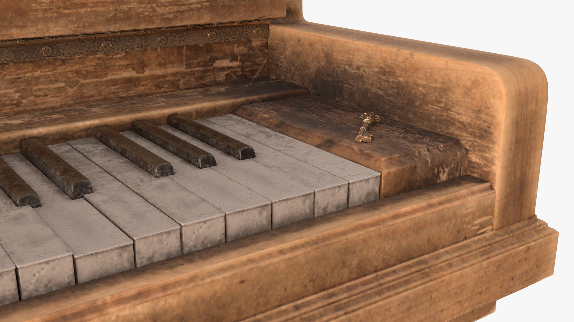 3D model Saloon Western Piano Old Light Wood Open