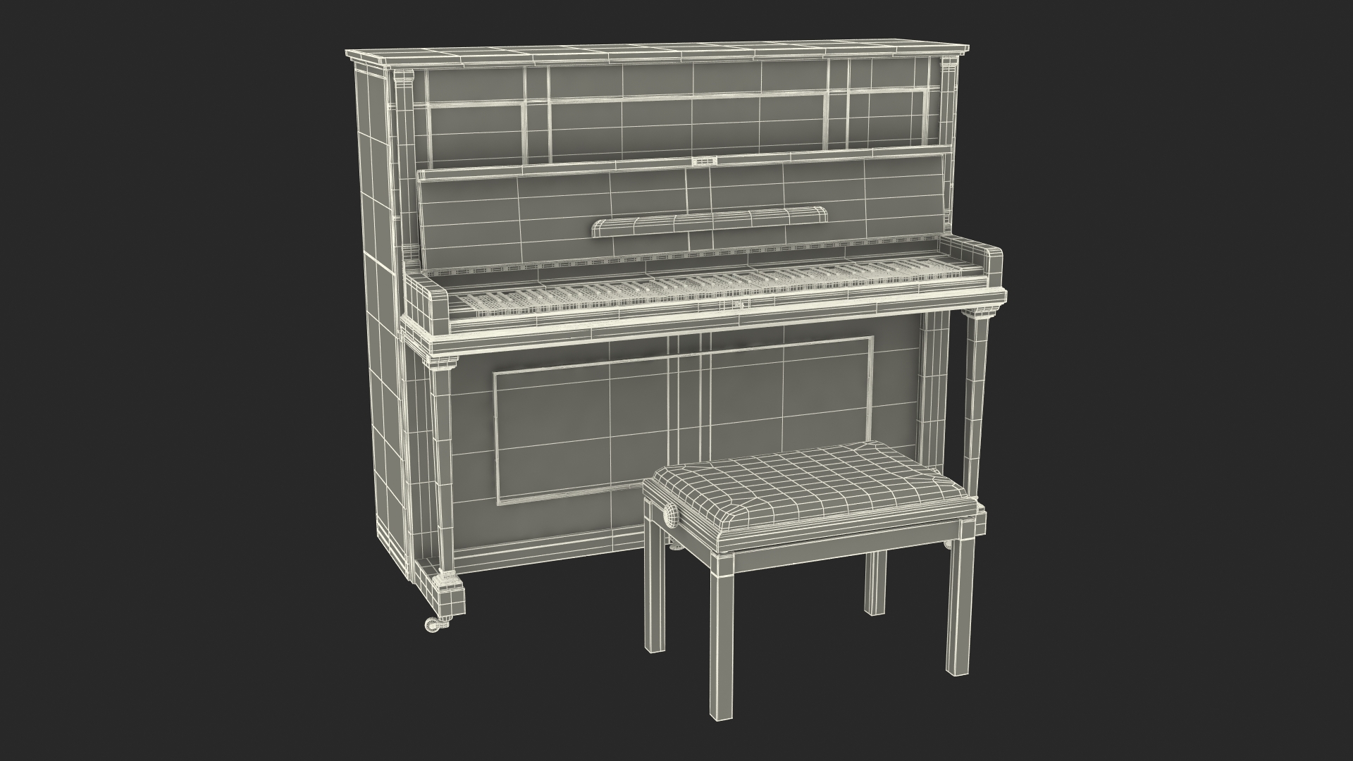 3D model Saloon Western Piano Old Light Wood Open
