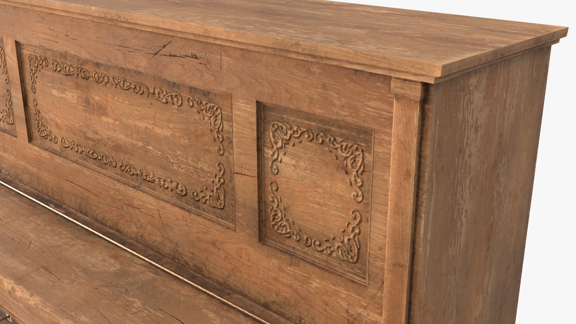 3D model Saloon Western Piano Old Light Wood Open