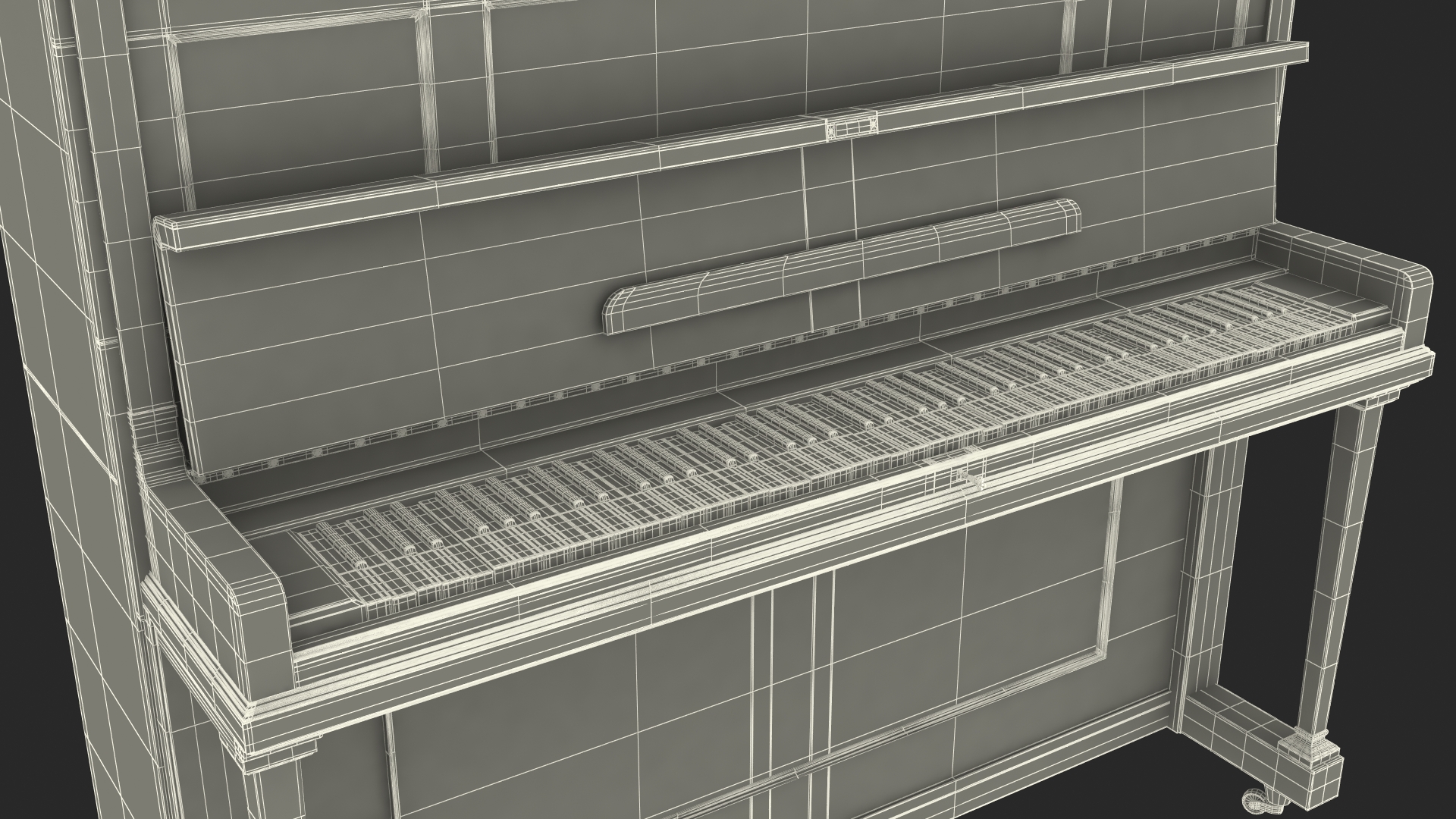 3D model Saloon Western Piano Old Light Wood Open