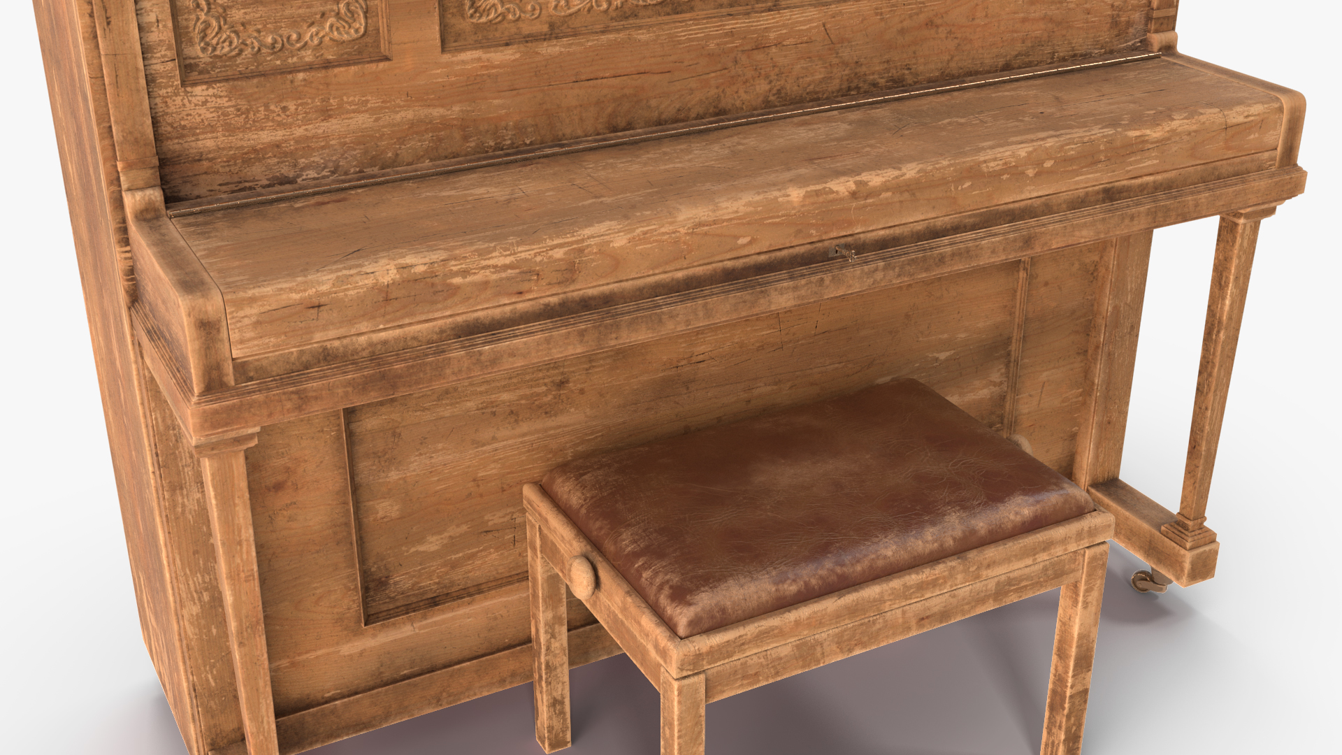 3D model Saloon Western Piano Old Light Wood Open