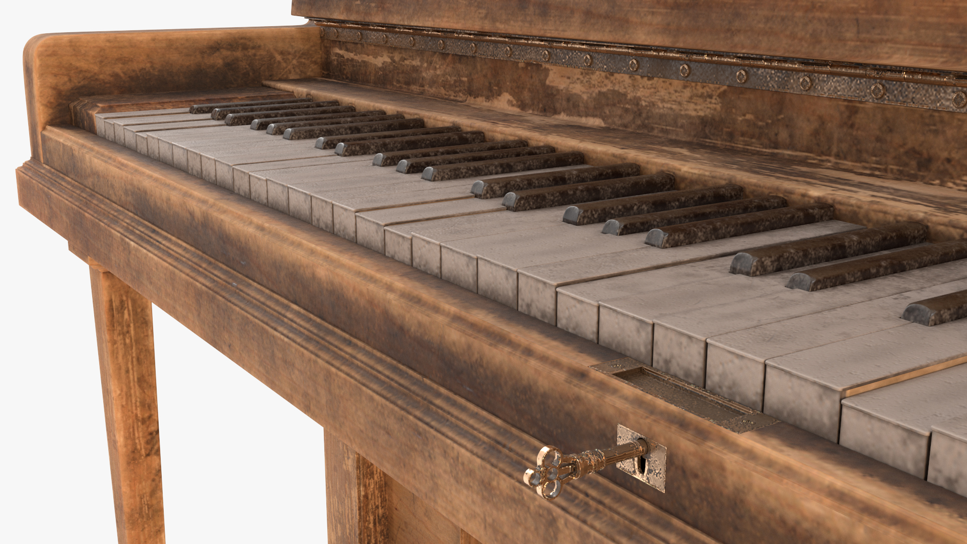 3D model Saloon Western Piano Old Light Wood Open