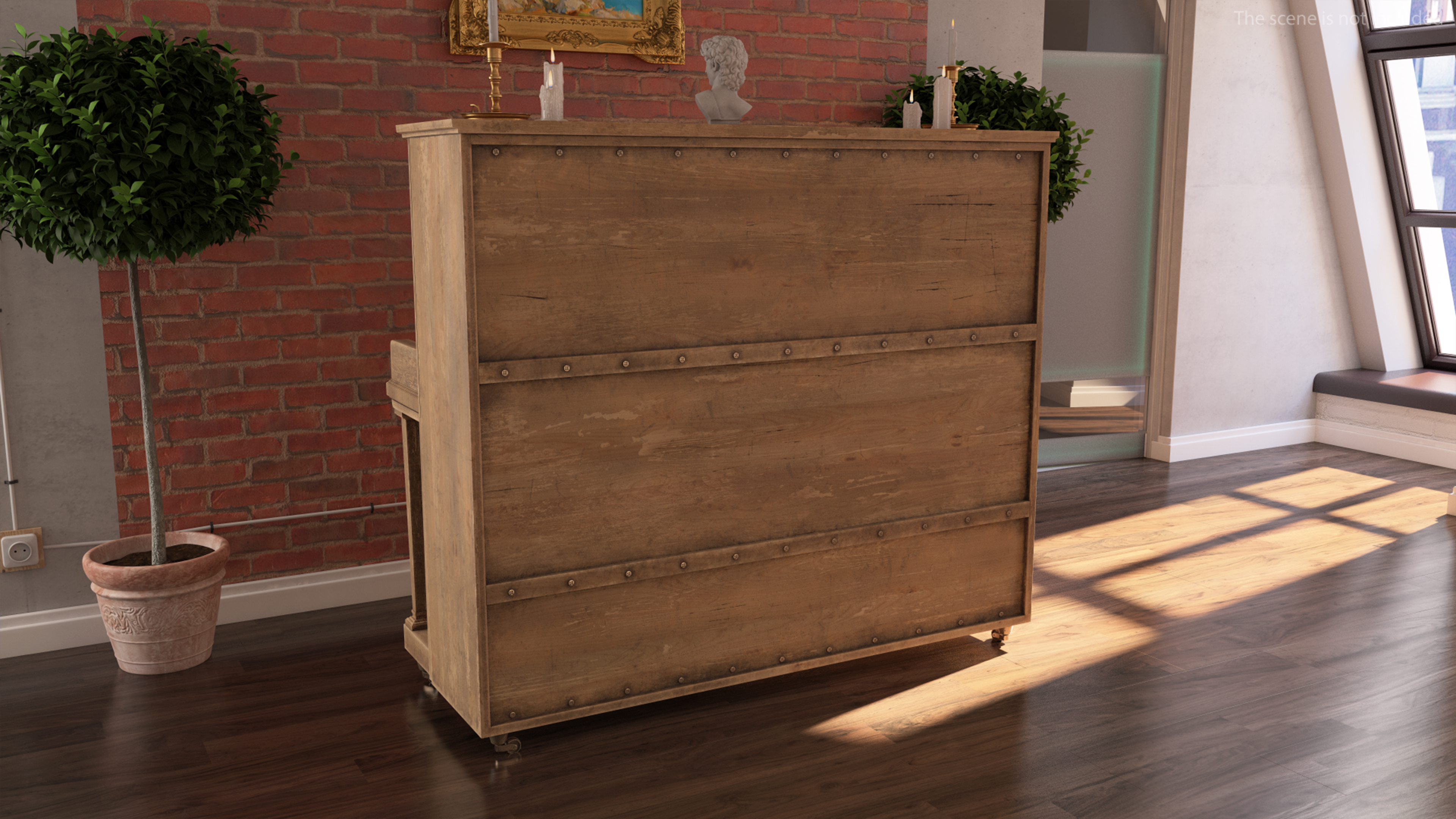 3D model Saloon Western Piano Old Light Wood Open