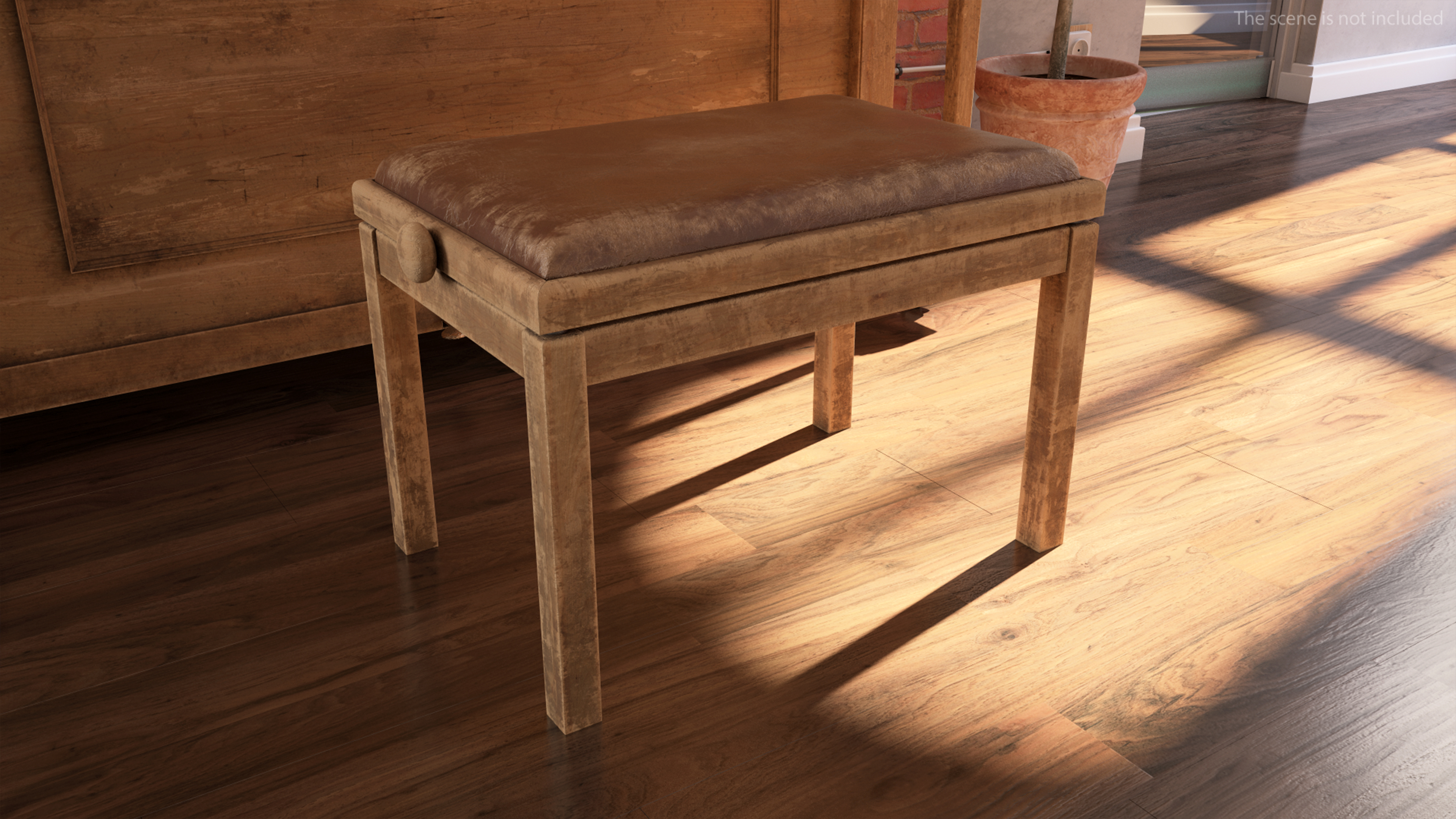 3D model Saloon Western Piano Old Light Wood Open