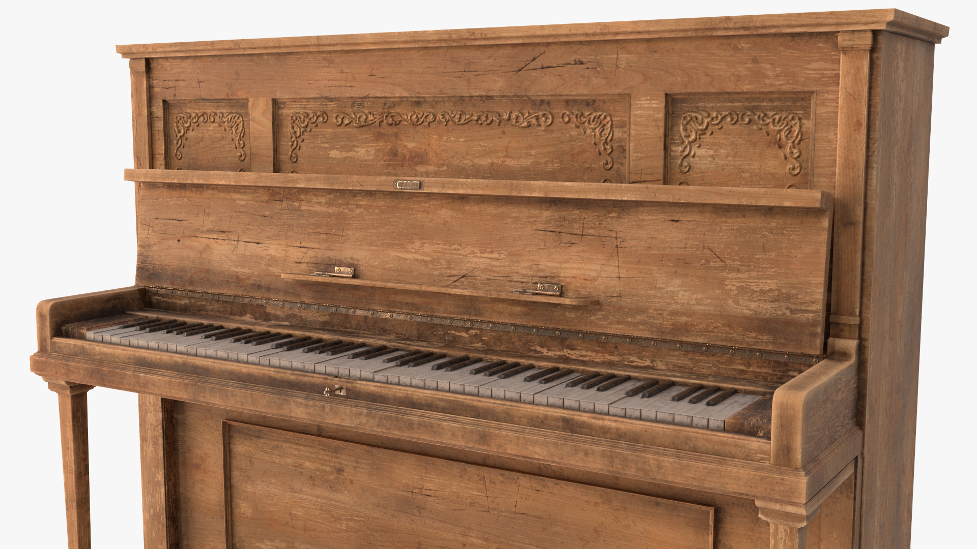 3D model Saloon Western Piano Old Light Wood Open
