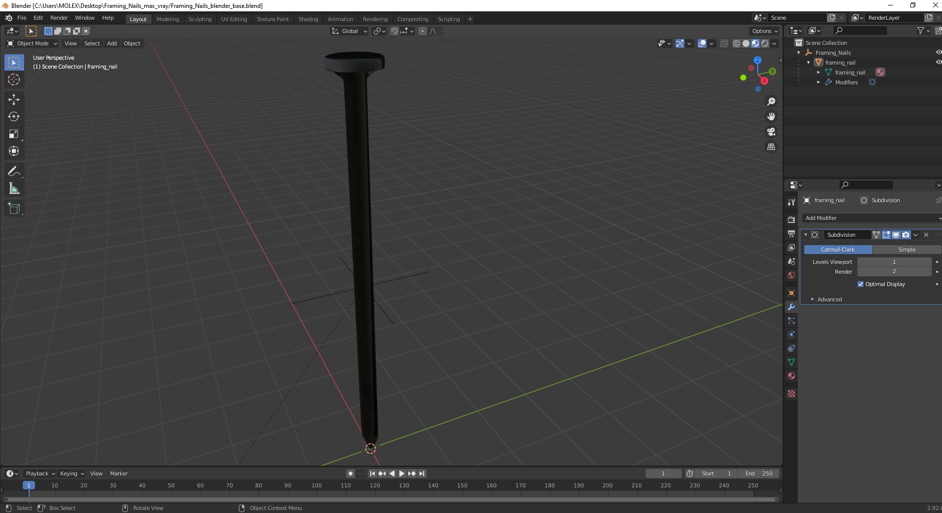 3D Framing Nails model