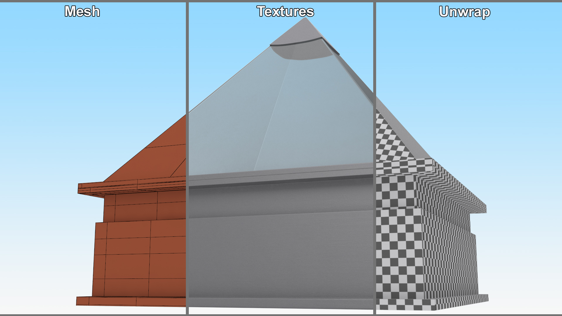 Square Pyramid Skylight for Roof 3D
