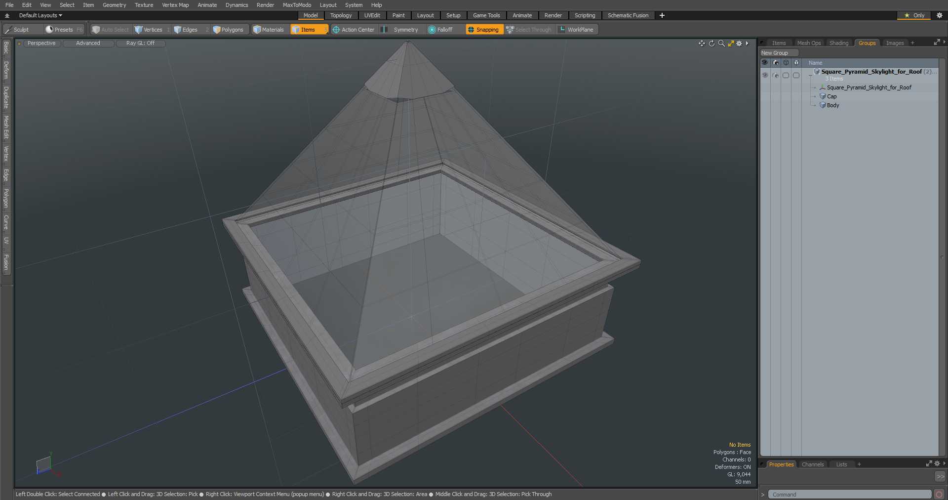 Square Pyramid Skylight for Roof 3D