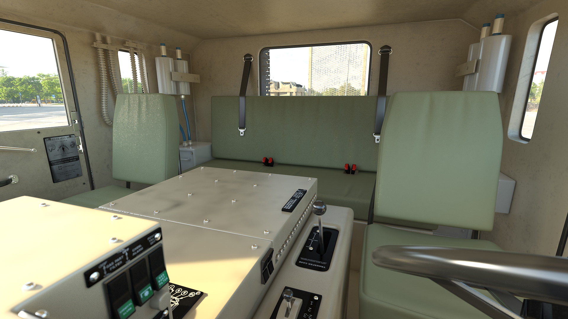 Desert Camouflage Oshkosh M1070 Truck with M1000 Semi-Trailer Dirty 3D