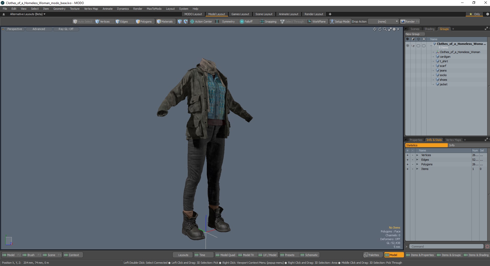 Clothes of a Homeless Woman 3D