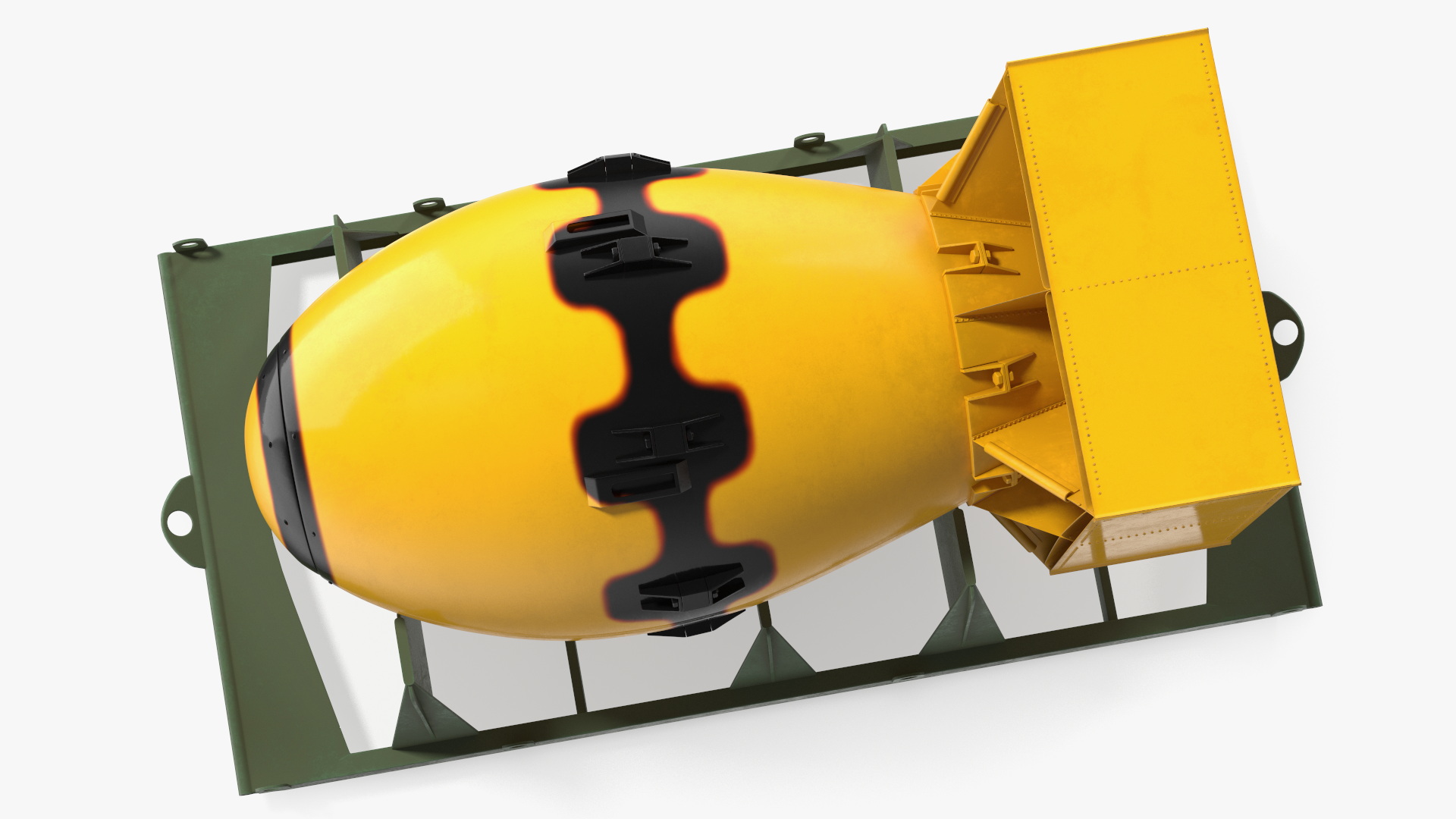 Atomic Bomb Fat Man Yellow with Shipping Pallet 3D