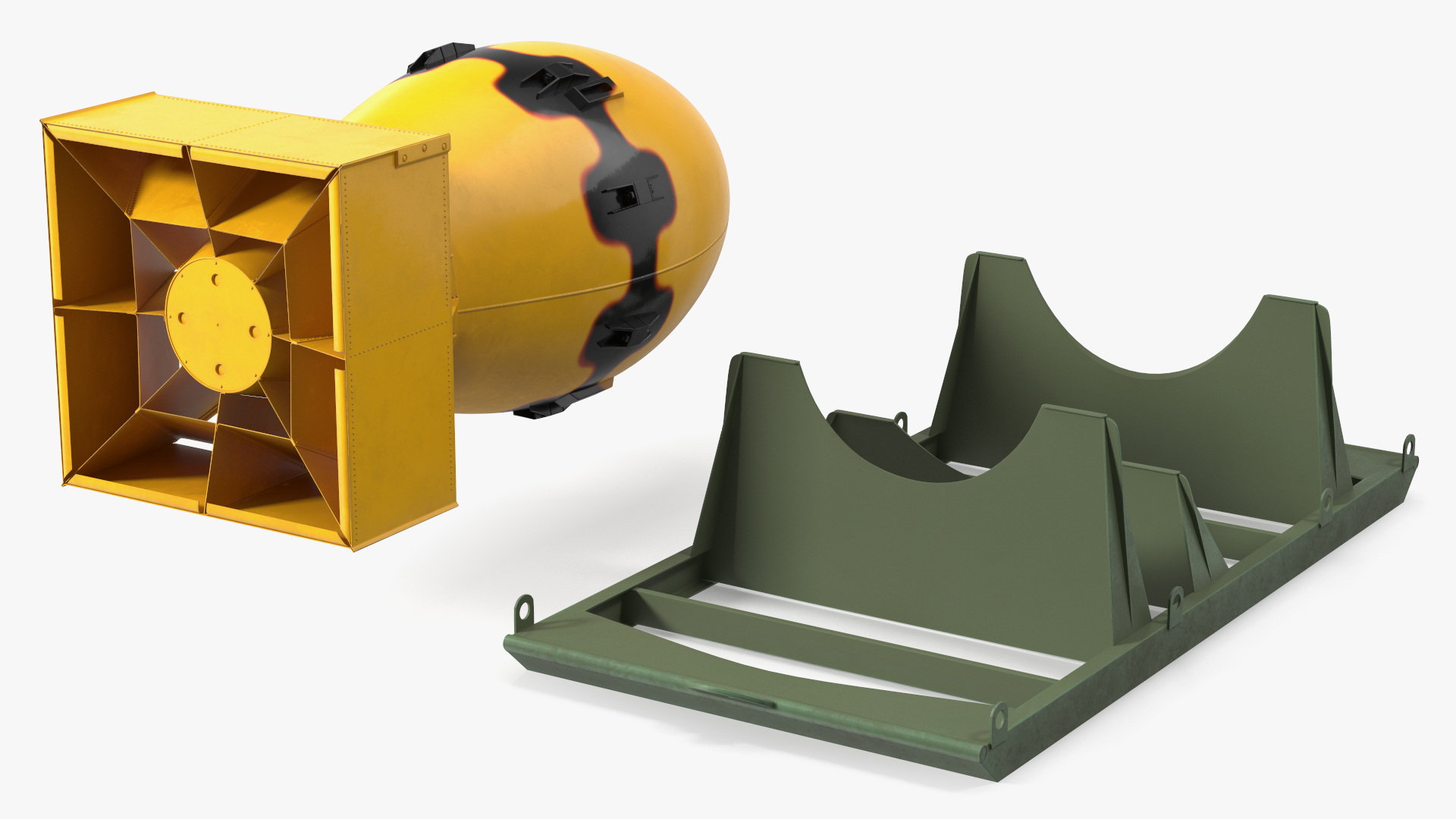Atomic Bomb Fat Man Yellow with Shipping Pallet 3D