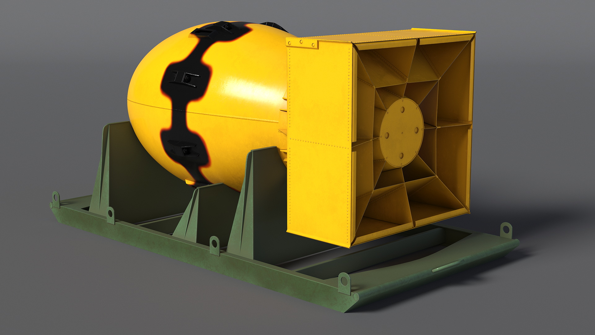 Atomic Bomb Fat Man Yellow with Shipping Pallet 3D