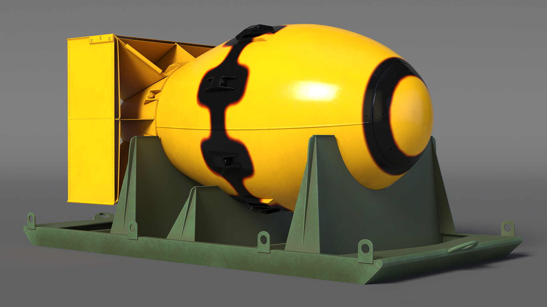 Atomic Bomb Fat Man Yellow with Shipping Pallet 3D