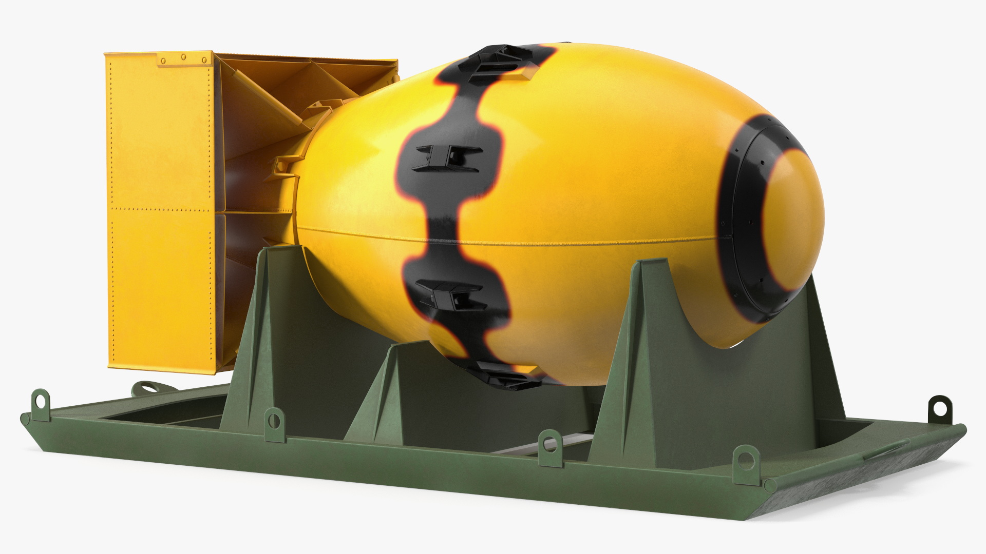 Atomic Bomb Fat Man Yellow with Shipping Pallet 3D