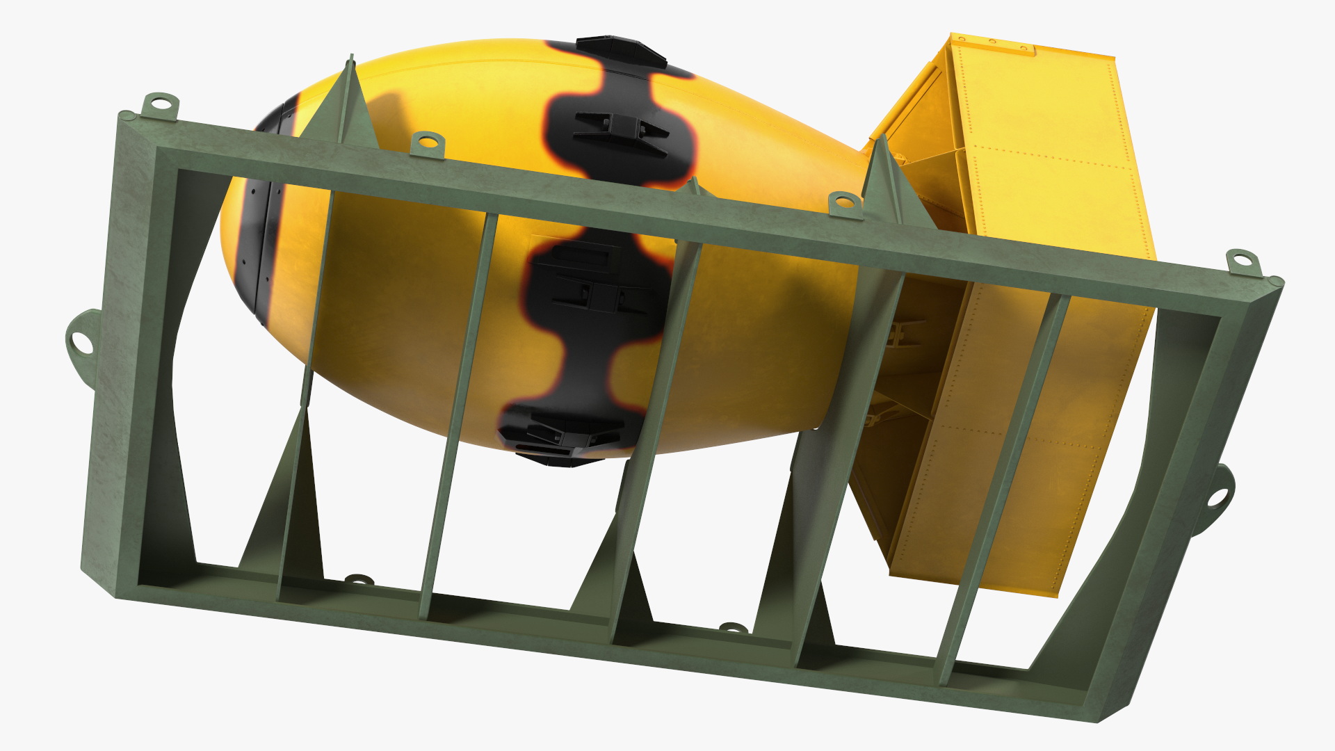 Atomic Bomb Fat Man Yellow with Shipping Pallet 3D
