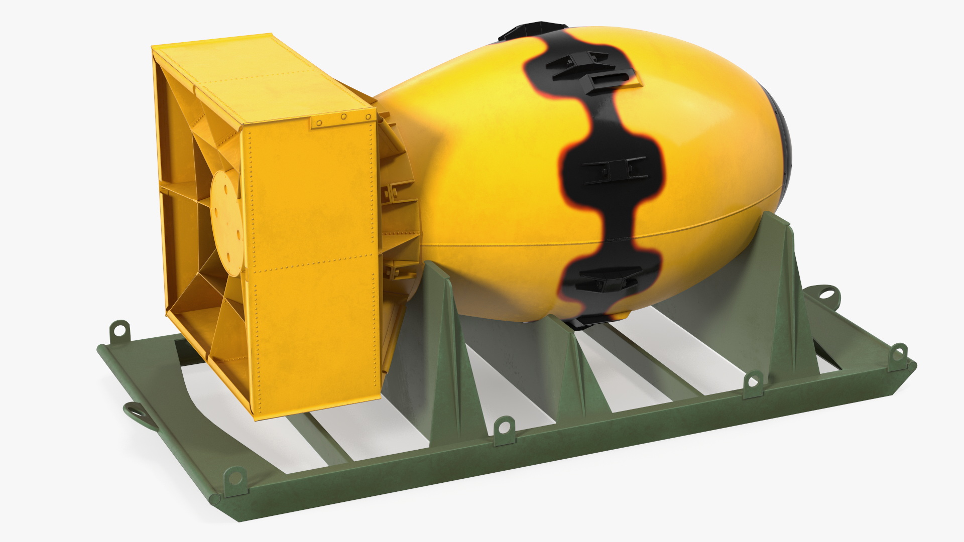 Atomic Bomb Fat Man Yellow with Shipping Pallet 3D