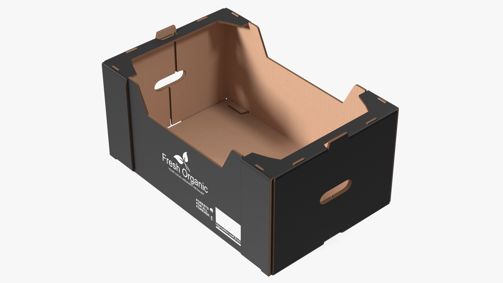 3D model Fruit and Vegetables Packaging Cardboard Tray Box Black