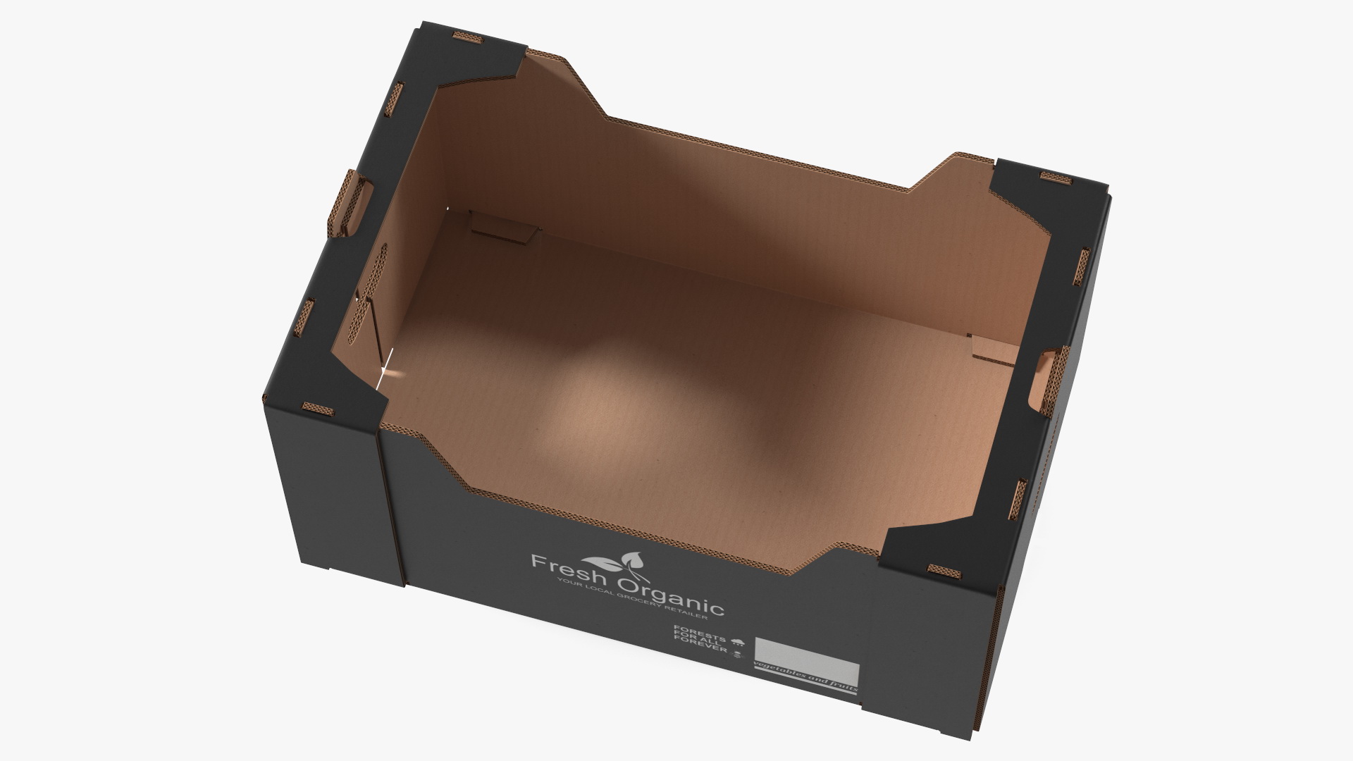 3D model Fruit and Vegetables Packaging Cardboard Tray Box Black