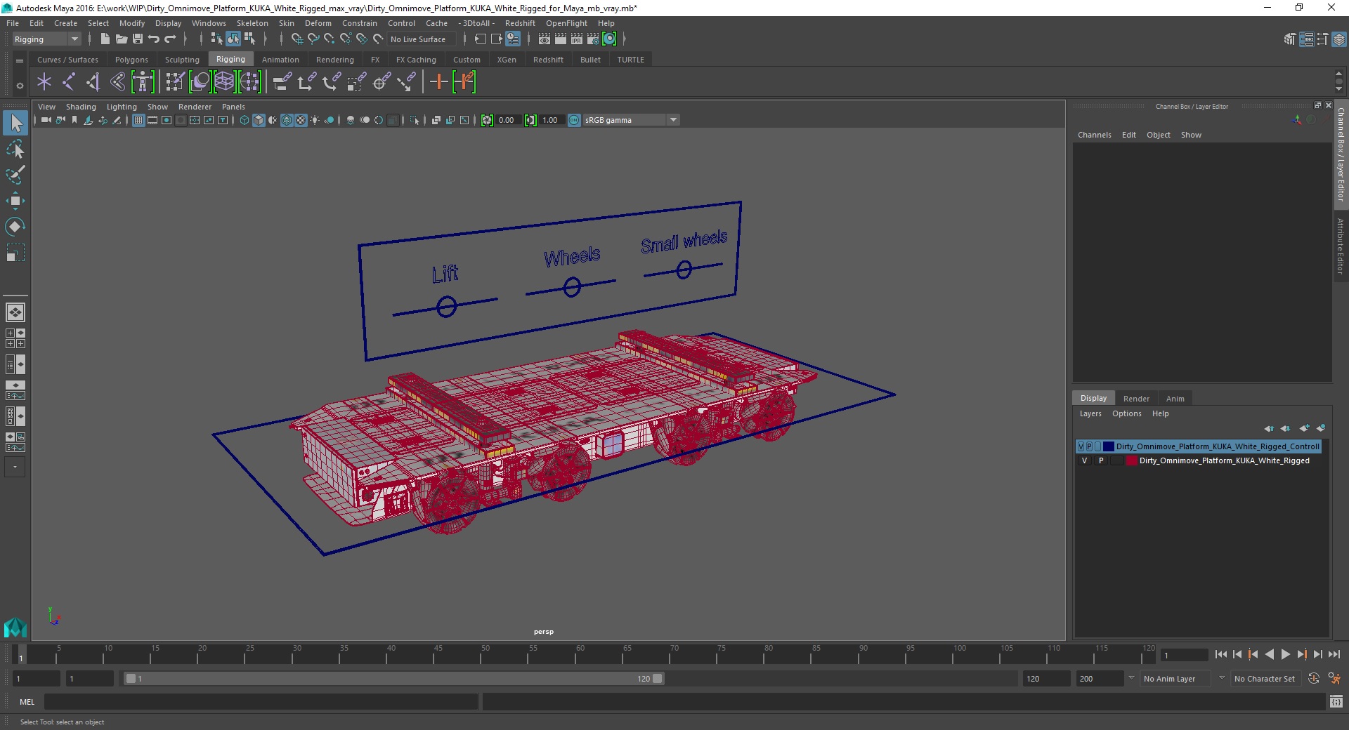 3D model Dirty Omnimove Platform KUKA White Rigged for Maya