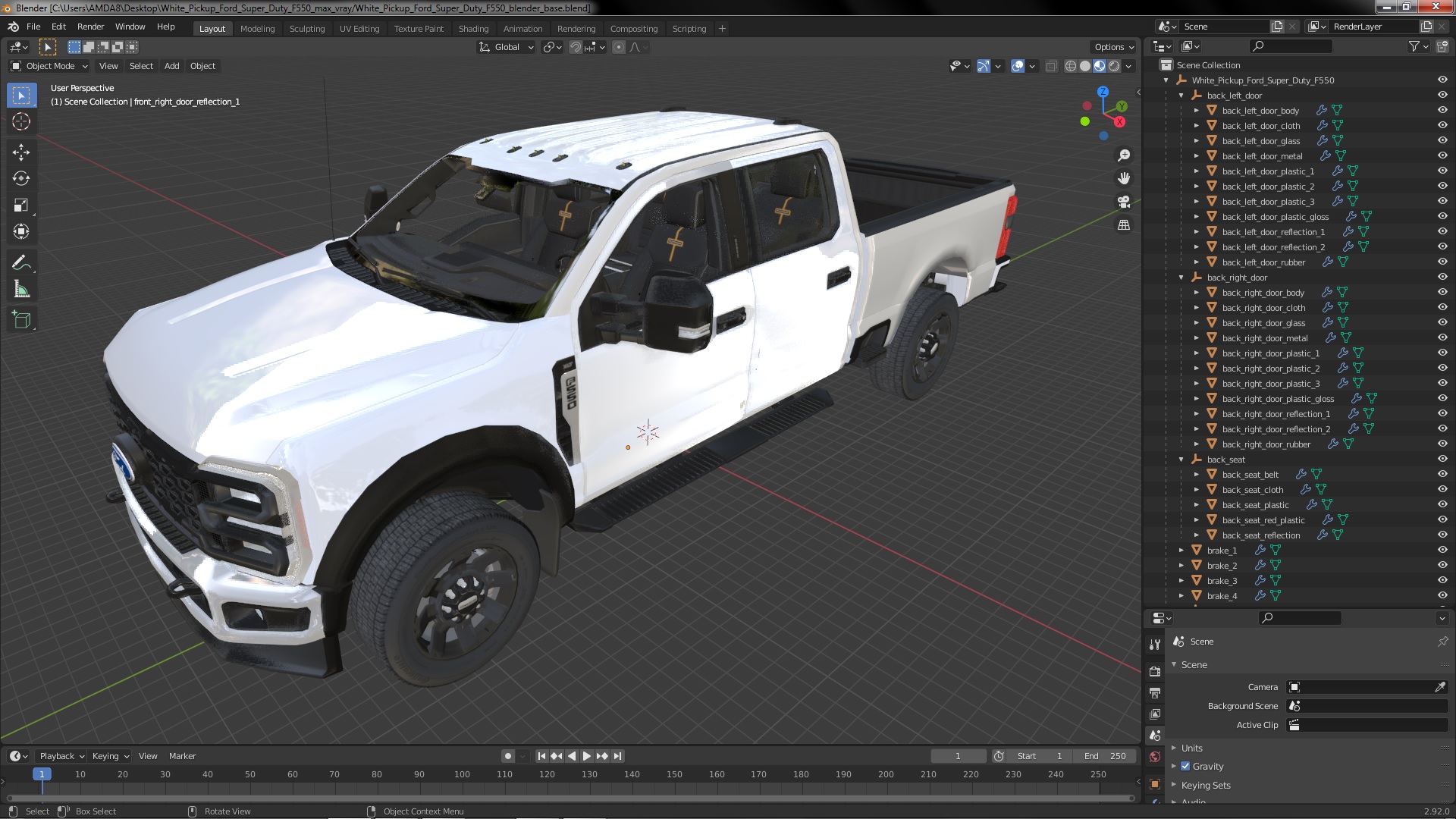 3D White Pickup Ford Super Duty F550 model