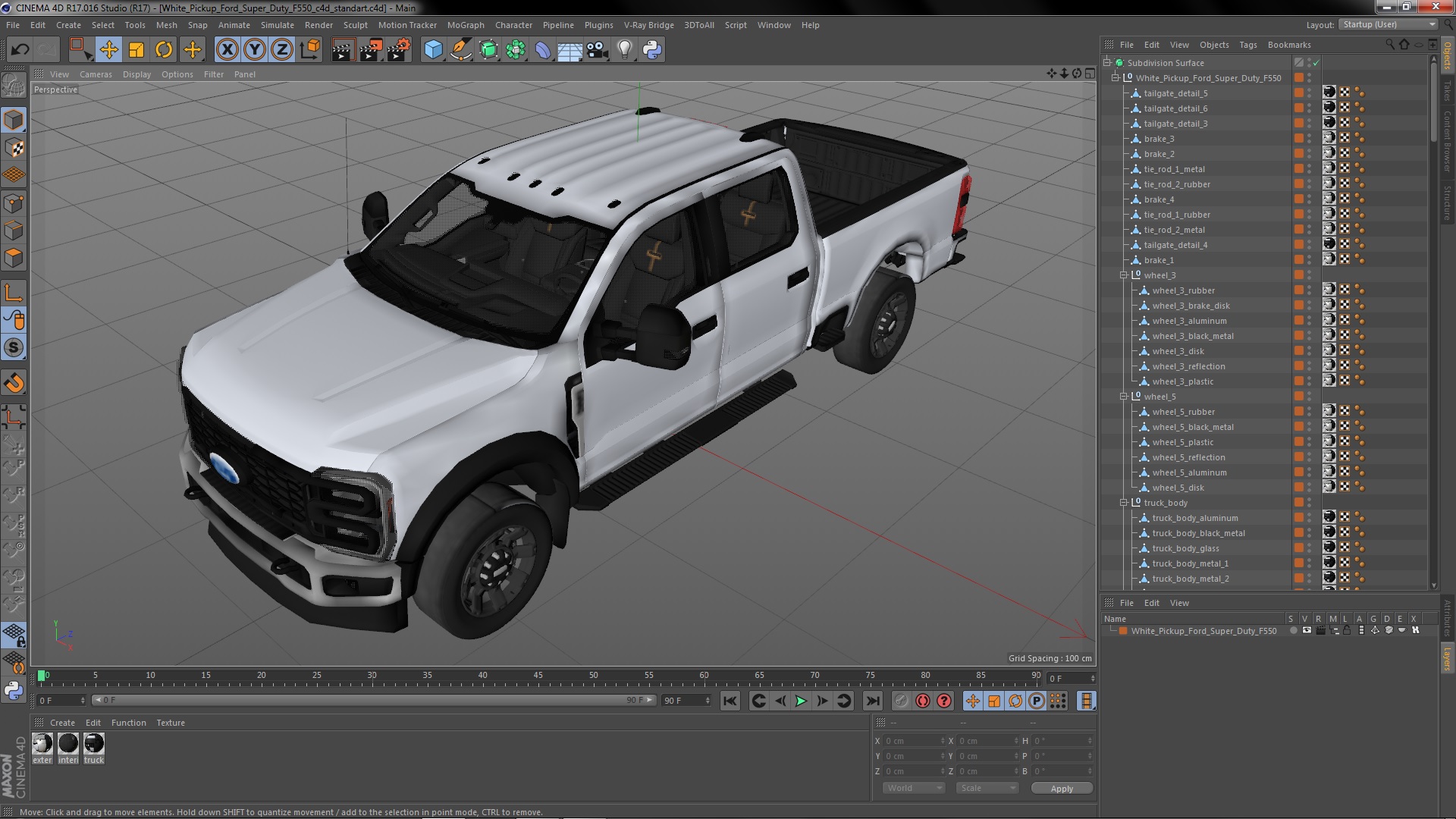 3D White Pickup Ford Super Duty F550 model