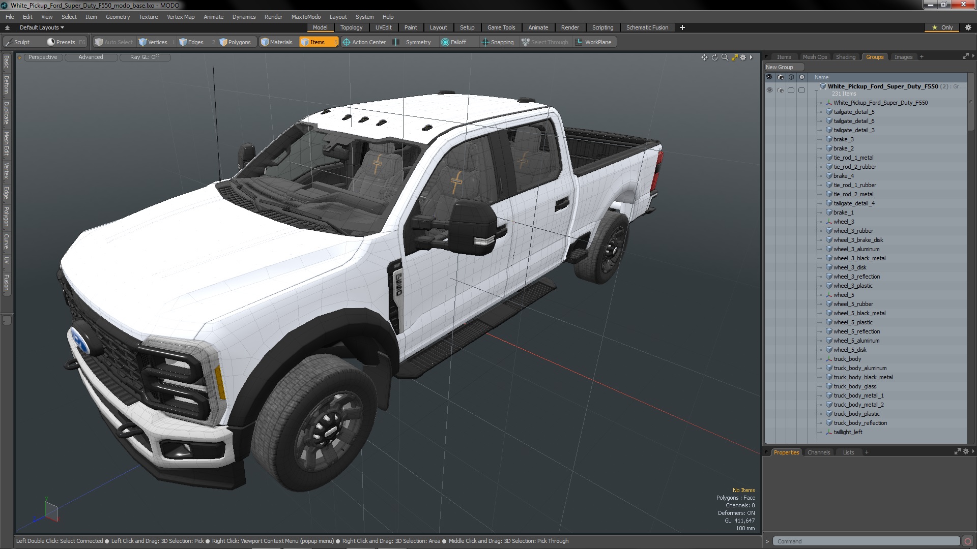 3D White Pickup Ford Super Duty F550 model