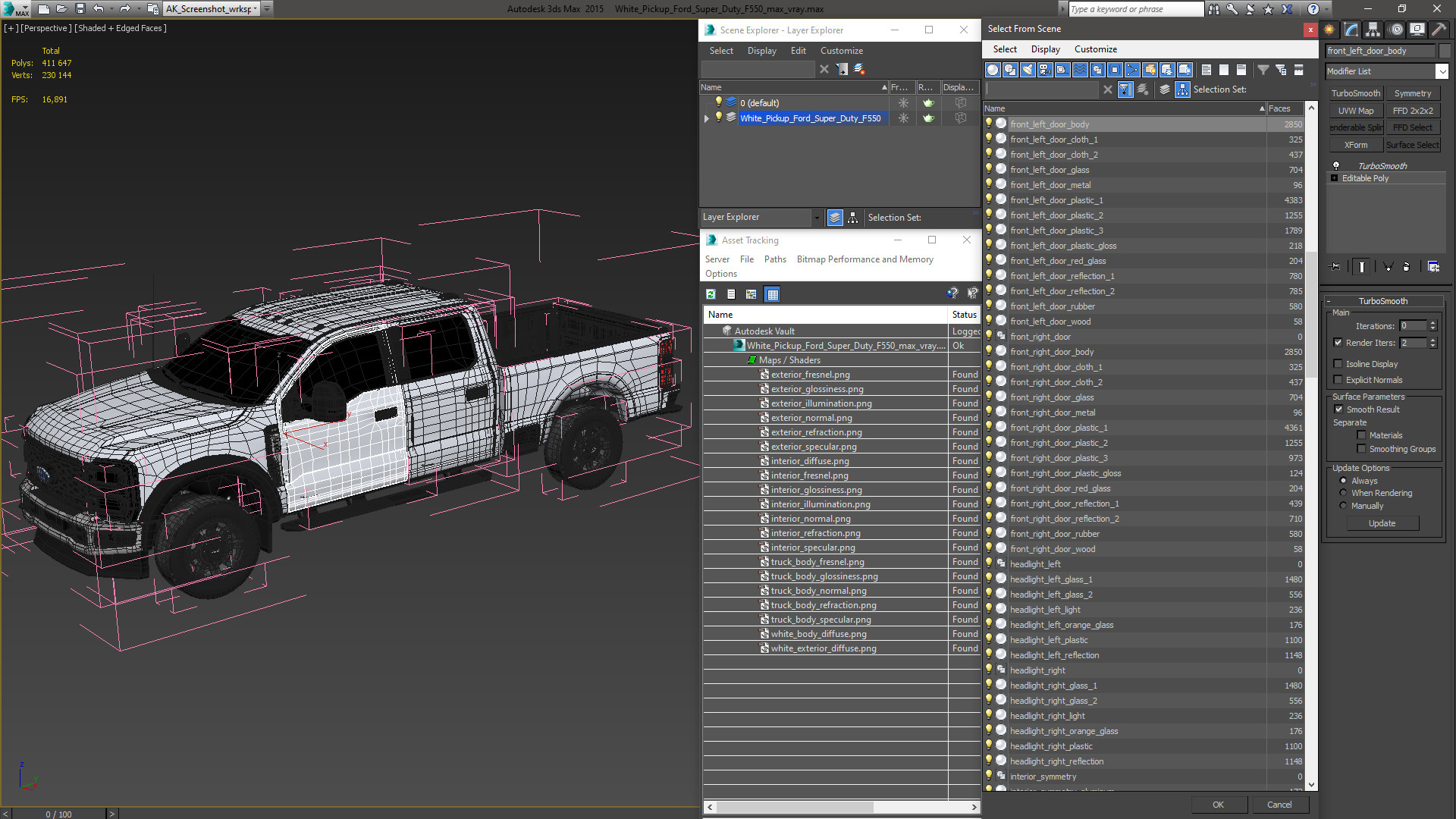 3D White Pickup Ford Super Duty F550 model