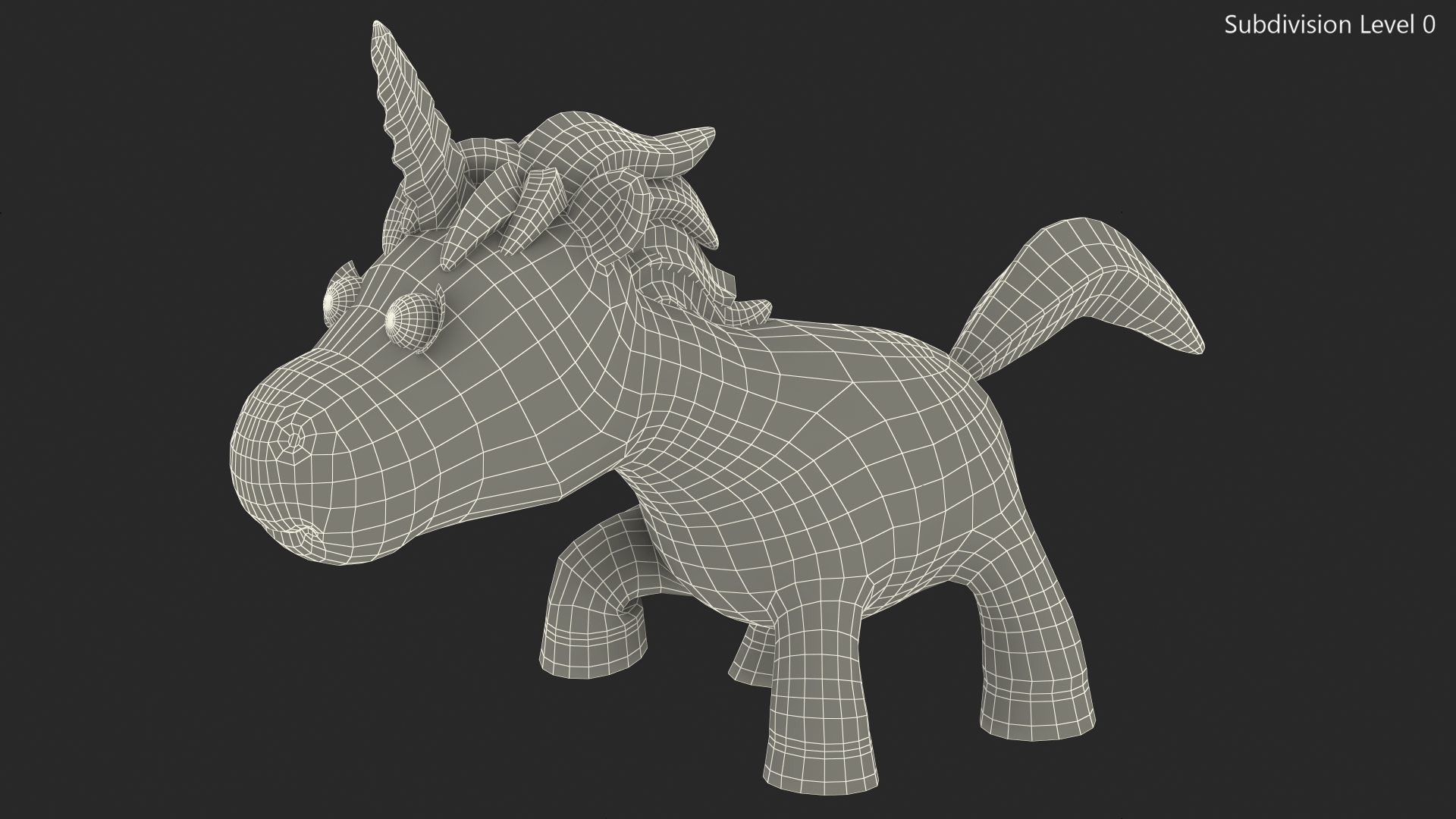 3D Pink Cartoon Unicorn Walking Pose model