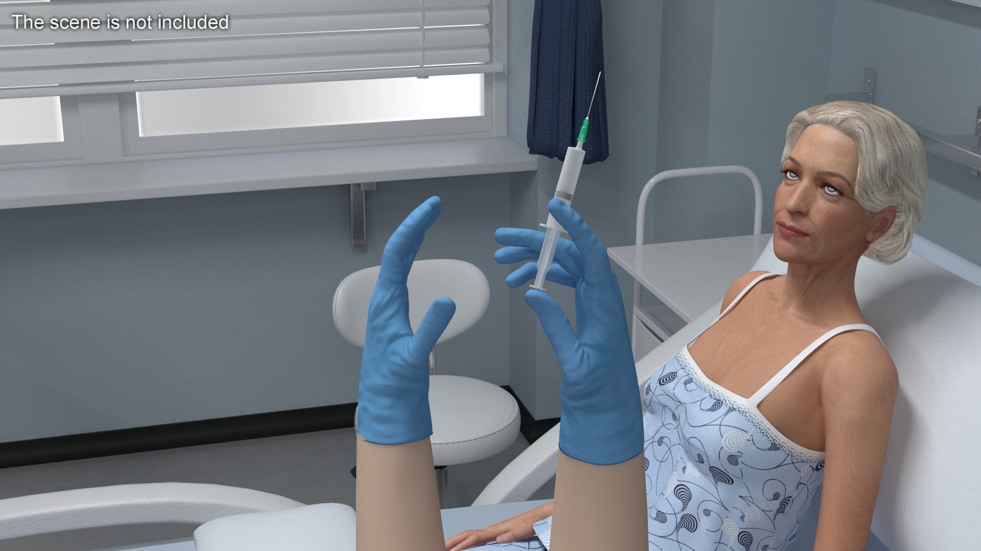 3D Hands in Medical Protective Gloves Rigged
