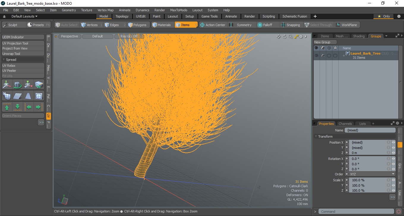 3D Laurel Bark Tree