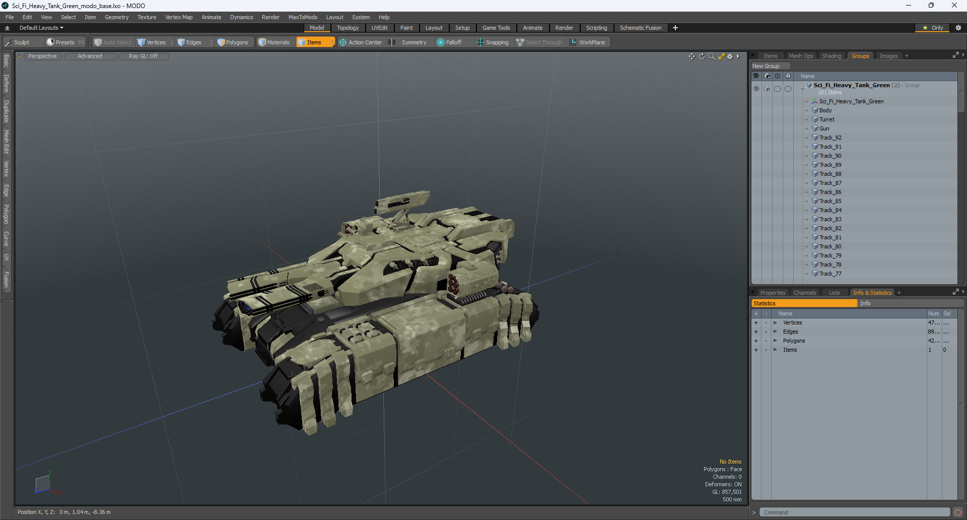 3D Sci Fi Heavy Tank Green model