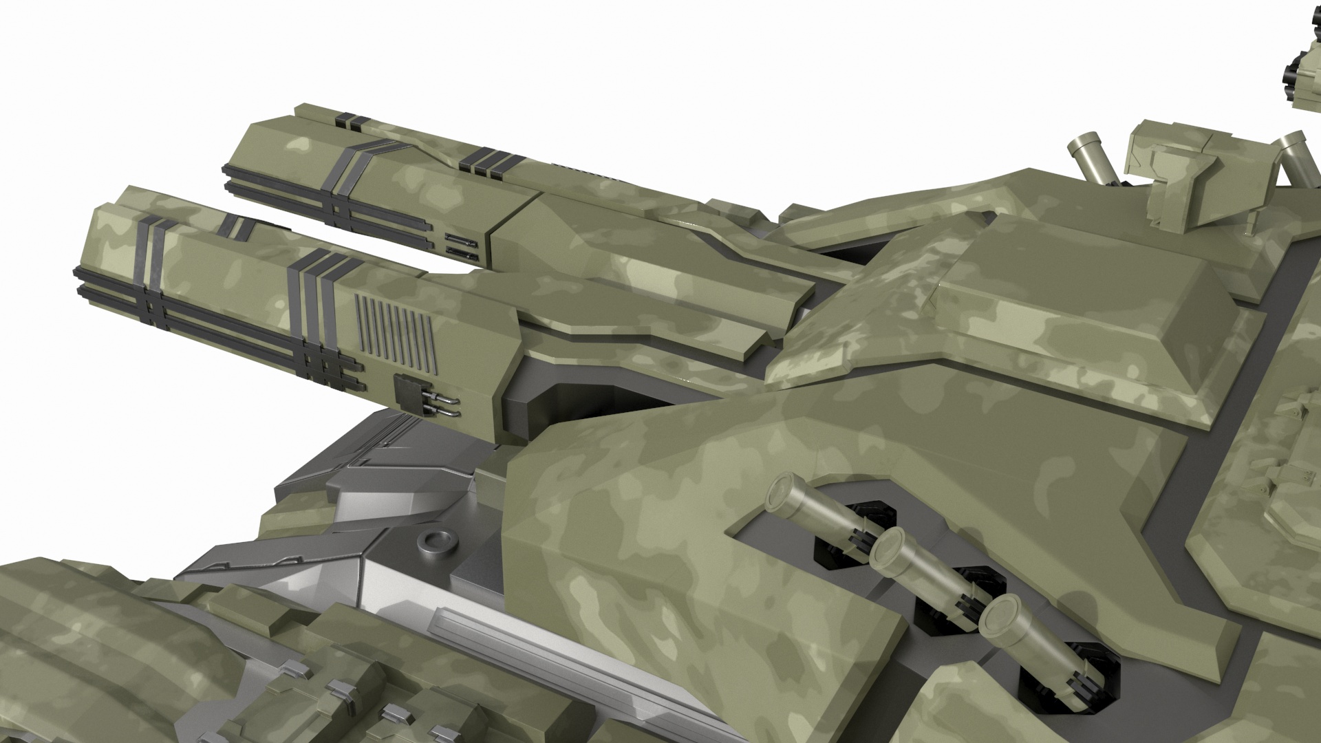 3D Sci Fi Heavy Tank Green model